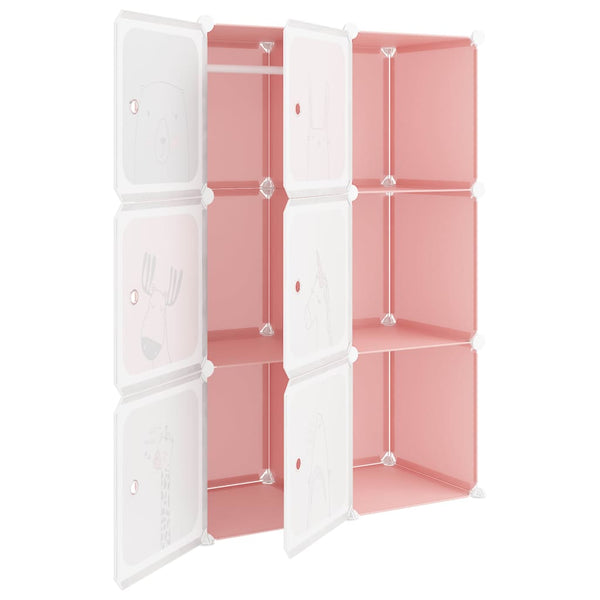 Modularer Kinderschrank mit 6 Würfeln, Rosa