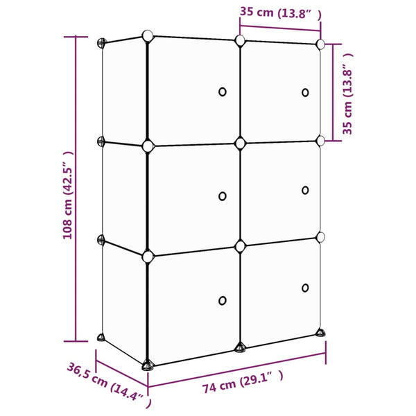 Modularer Kinderschrank mit 6 Würfeln, Rosa