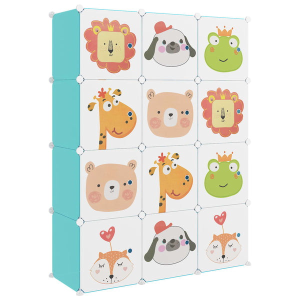 Modularer Kinderschrank mit 12 Würfeln - Grün