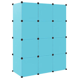 Modularer Kinderschrank mit 12 Würfeln, Blau