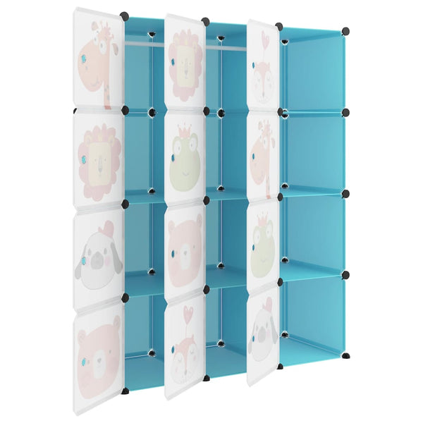Modularer Kinderschrank mit 12 Würfeln, Blau