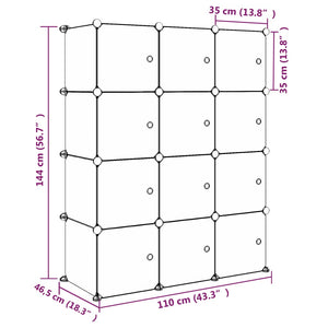Modularer Kinderschrank mit 12 Würfeln, Blau