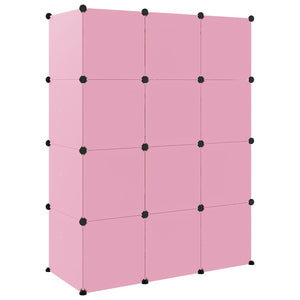 Modularer Kinderschrank mit 12 Würfeln, Rosa