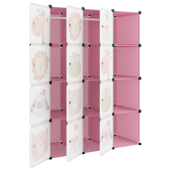 Modularer Kinderschrank mit 12 Würfeln, Rosa