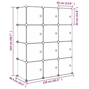 Modularer Kinderschrank mit 12 Würfeln, Rosa