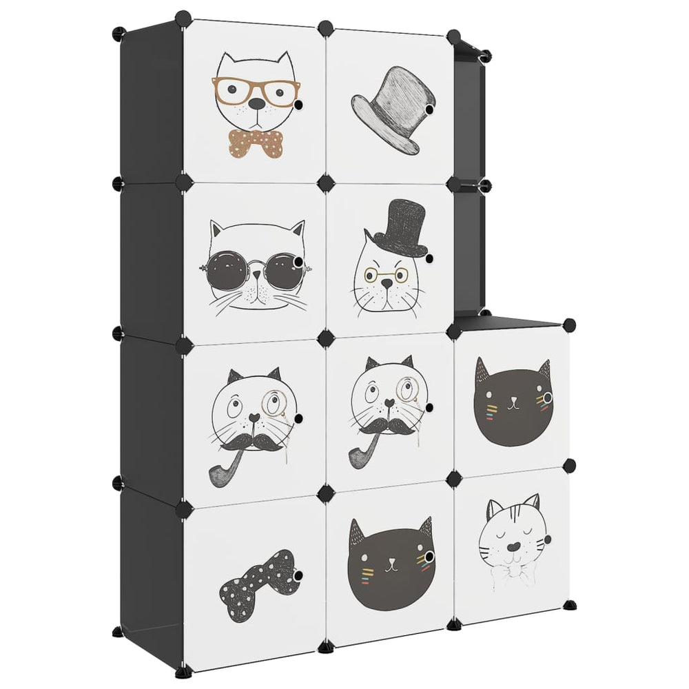 Modularer Kinderschrank mit 10 Würfeln, Schwarz