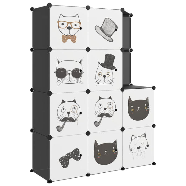 Modularer Kinderschrank mit 10 Würfeln, Schwarz