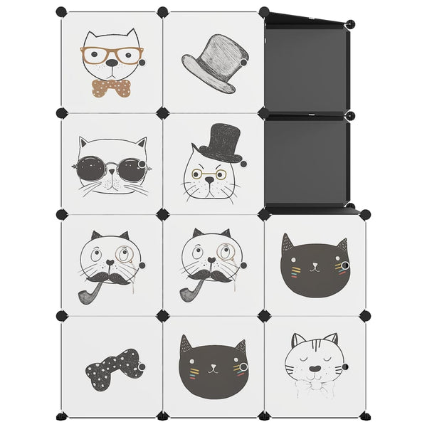 Modularer Kinderschrank mit 10 Würfeln, Schwarz