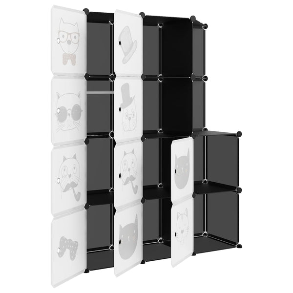 Modularer Kinderschrank mit 10 Würfeln, Schwarz