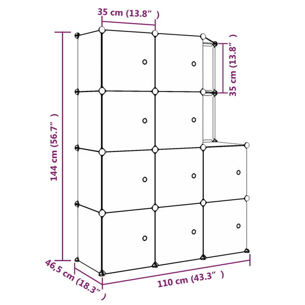Modularer Kinderschrank mit 10 Würfeln, Schwarz
