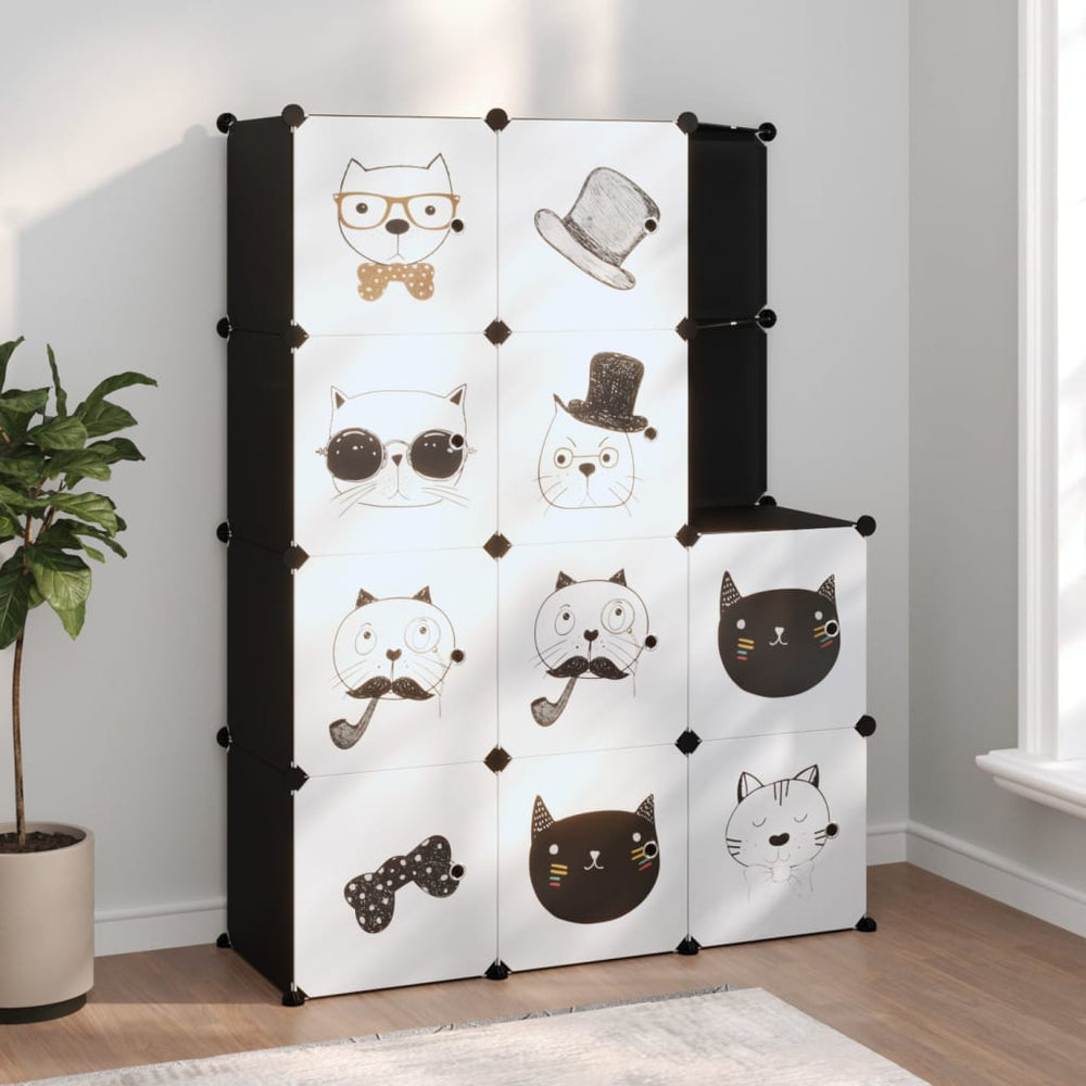 Modularer Kinderschrank mit 10 Würfeln, Schwarz