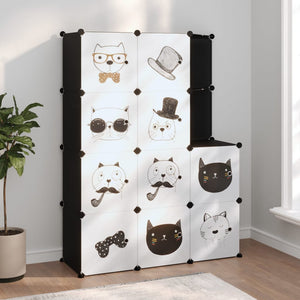 Modularer Kinderschrank mit 10 Würfeln, Schwarz