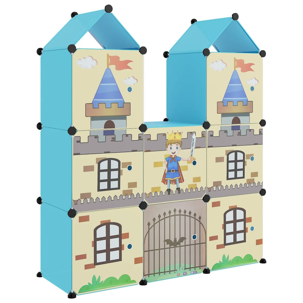 Modularer Kinderschrank mit 8 Würfeln, Blau