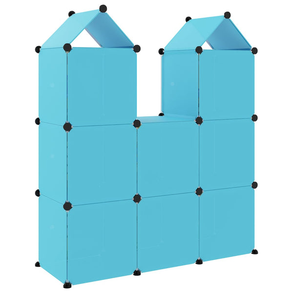 Modularer Kinderschrank mit 8 Würfeln, Blau