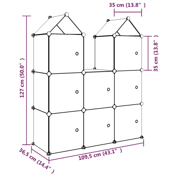 Modularer Kinderschrank mit 8 Würfeln, Blau