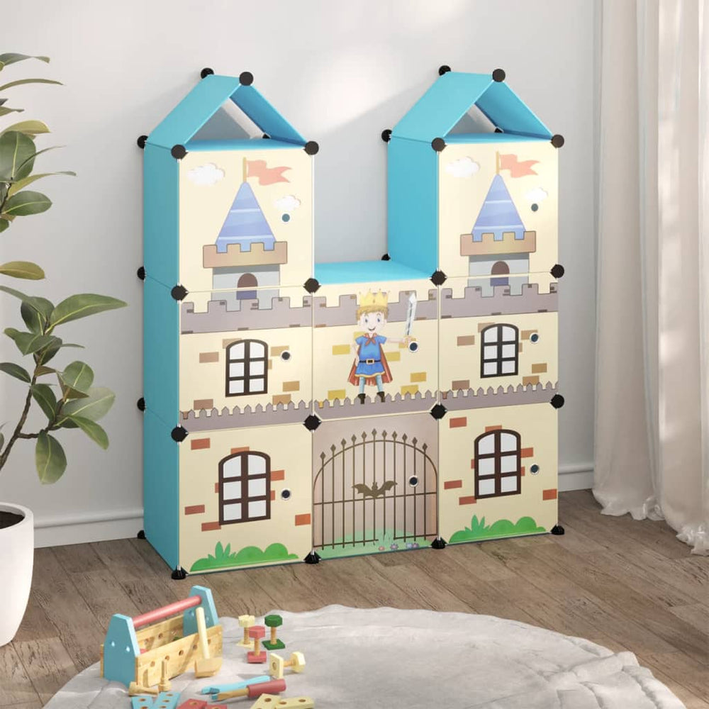 Modularer Kinderschrank mit 8 Würfeln, Blau