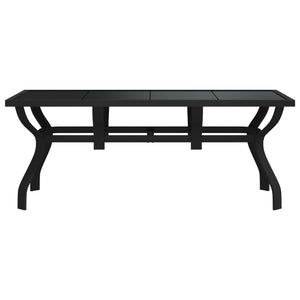 Schwarzer Gartentisch 180 cm Stahl/Glas