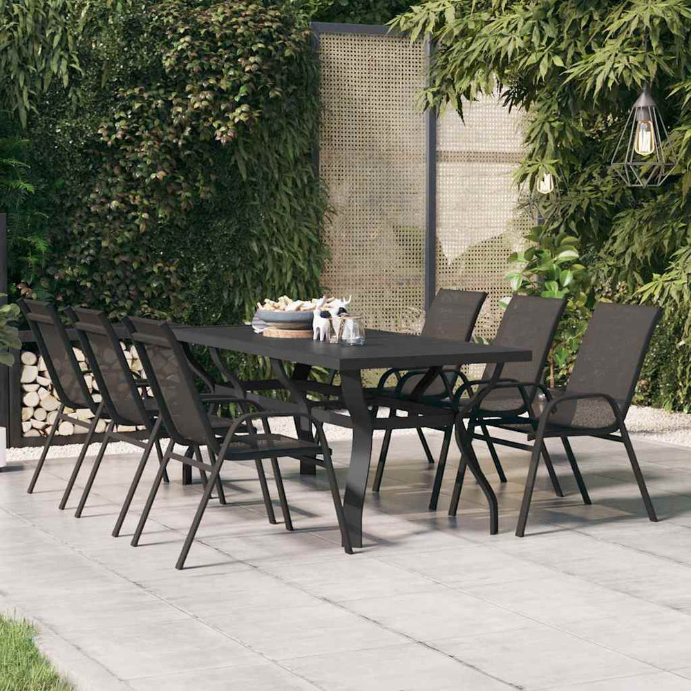 Schwarzer Gartentisch 180 cm Stahl/Glas