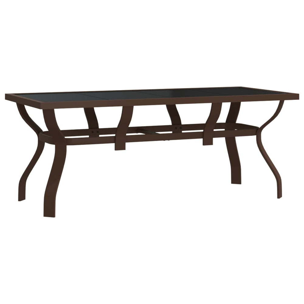 Gartentisch Braun Schwarz 180 cm Stahl Glas