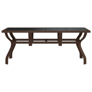 Gartentisch Braun Schwarz 180 cm Stahl Glas