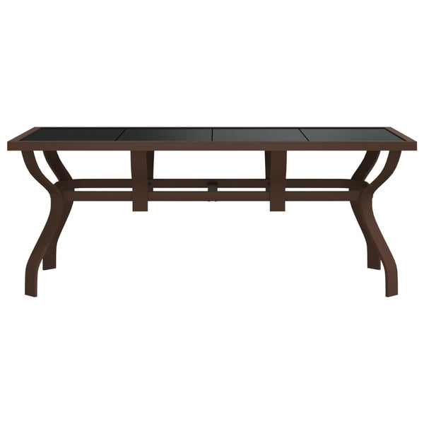 Gartentisch Braun Schwarz 180 cm Stahl Glas