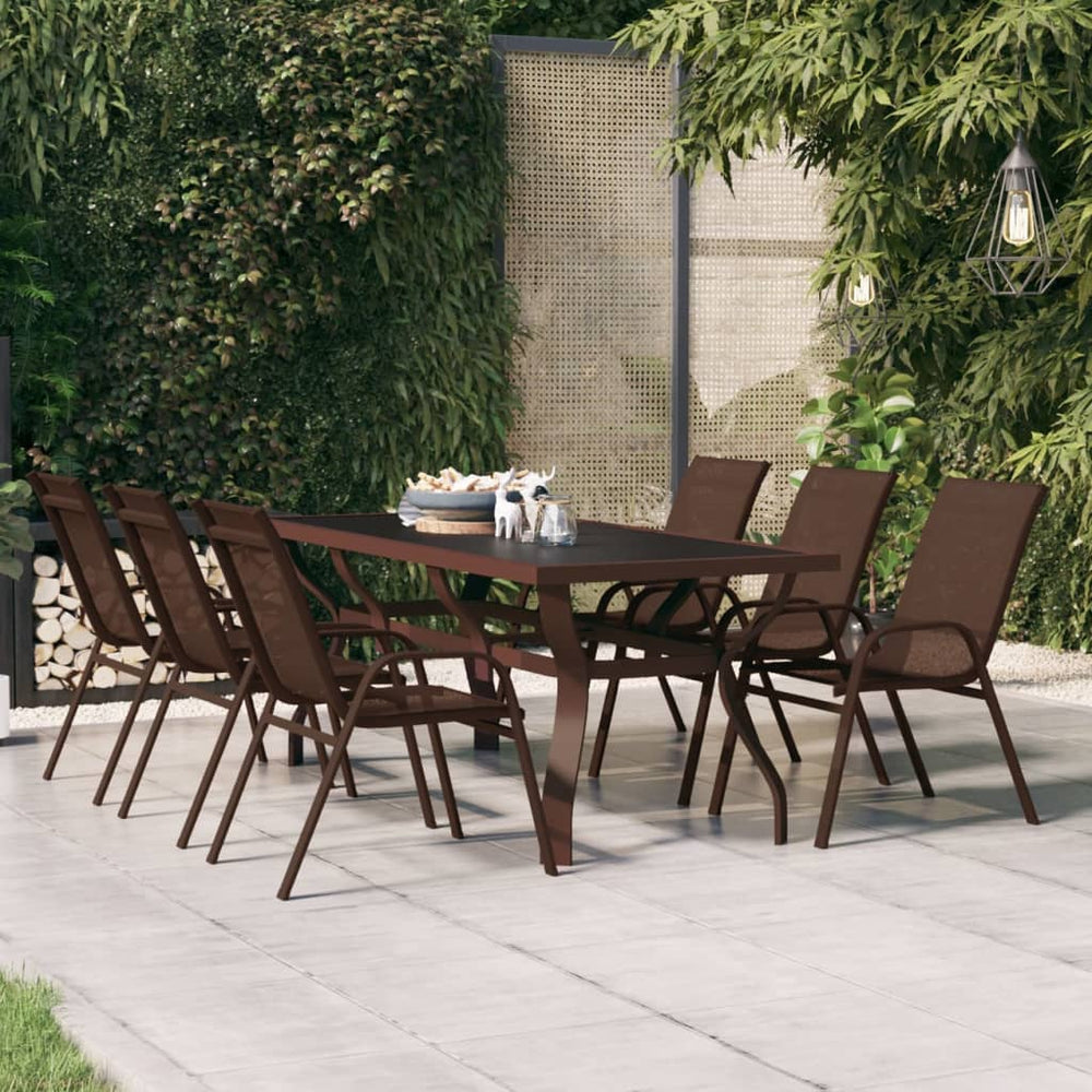 Gartentisch Braun Schwarz 180 cm Stahl Glas