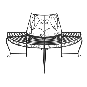 Baumbänke Halbrund 2 Stk. Ø160 cm Schwarz Stahl