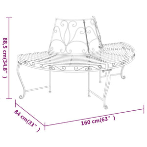 Baumbänke Halbrund 2 Stk. Ø160 cm Schwarz Stahl