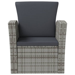 8-tlg. Garten-Lounge-Set mit Kissen Poly Rattan Grau