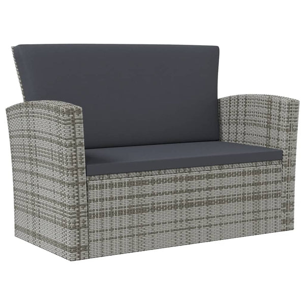 8-tlg. Garten-Lounge-Set mit Kissen Poly Rattan Grau