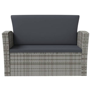 8-tlg. Garten-Lounge-Set mit Kissen Poly Rattan Grau