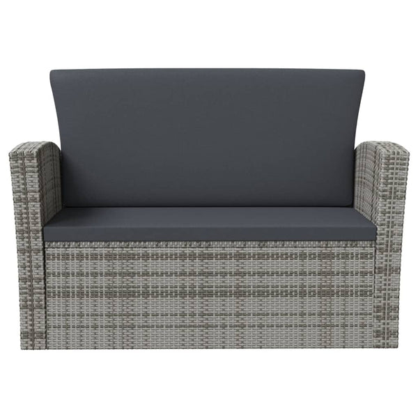 8-tlg. Garten-Lounge-Set mit Kissen Poly Rattan Grau