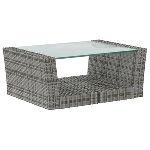 8-tlg. Garten-Lounge-Set mit Kissen Poly Rattan Grau