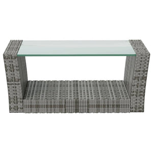 8-tlg. Garten-Lounge-Set mit Kissen Poly Rattan Grau