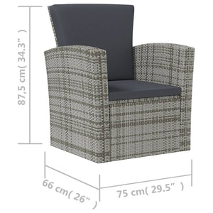8-tlg. Garten-Lounge-Set mit Kissen Poly Rattan Grau