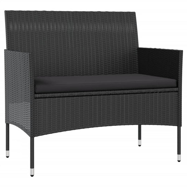 16-tlg. Garten-Lounge-Set mit Auflagen Poly Rattan Schwarz
