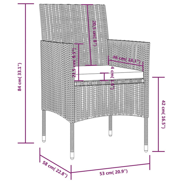 16-tlg. Garten-Lounge-Set mit Auflagen Poly Rattan Schwarz