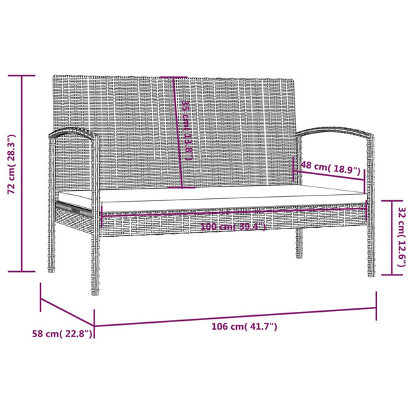 16-tlg. Garten-Lounge-Set mit Auflagen Poly Rattan Schwarz
