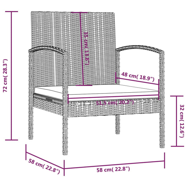 8-tlg. Garten-Lounge-Set mit Auflagen Poly Rattan Grau