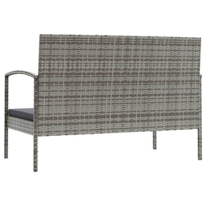 16-tlg. Garten-Lounge-Set mit Auflagen Poly Rattan Grau