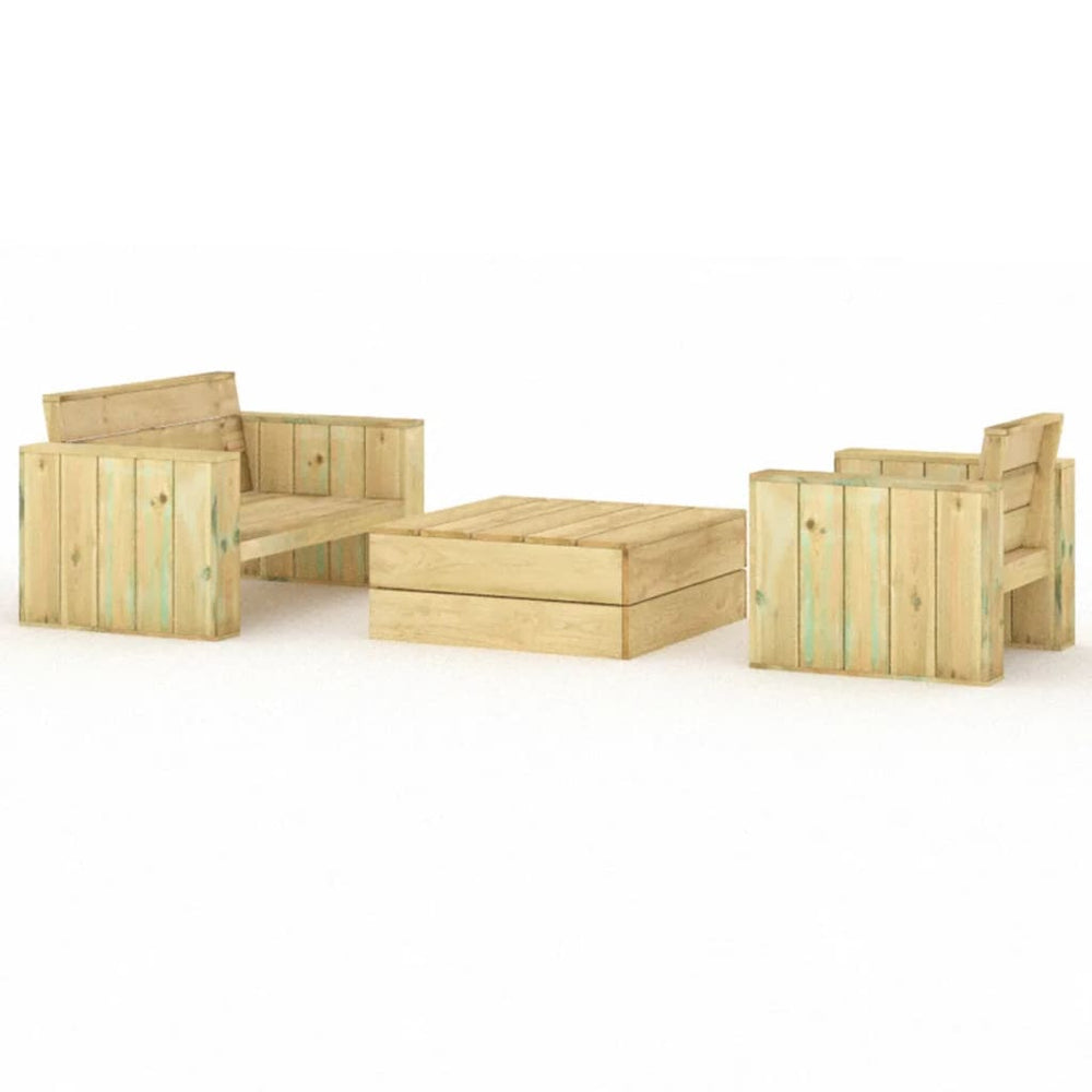 3-tlg. Garten-Lounge-Set Imprägniertes Massivholz Kiefer