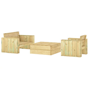 3-tlg. Garten-Lounge-Set Imprägniertes Massivholz Kiefer