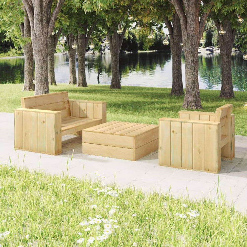3-tlg. Garten-Lounge-Set Imprägniertes Massivholz Kiefer