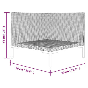 Gartensofa mit Kissen Halbrundes Poly Rattan