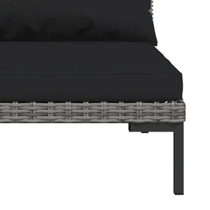 Gartensofas 3 Stk. mit Kissen Halbrundes Poly Rattan
