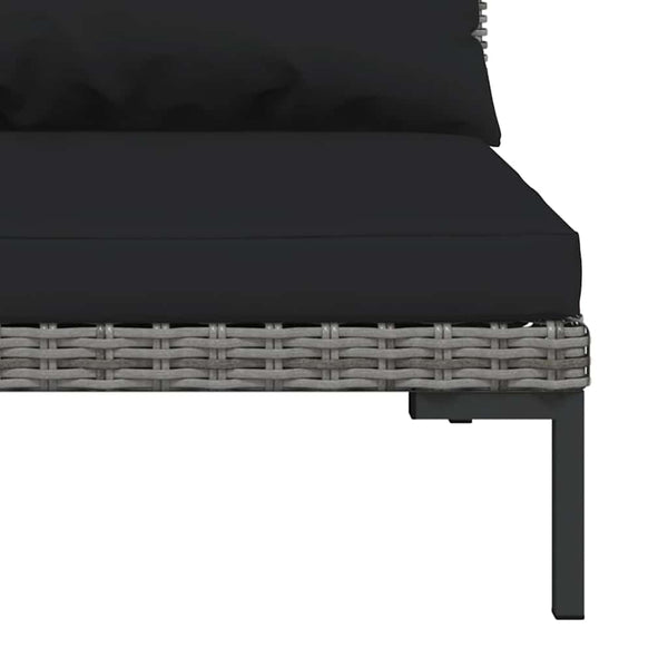 Gartensofas 3 Stk. mit Kissen Halbrundes Poly Rattan