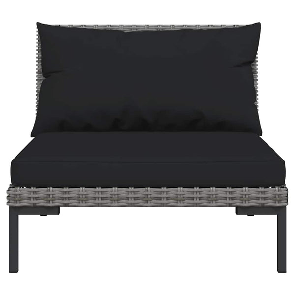 Gartensofas 3 Stk. mit Kissen Halbrundes Poly Rattan