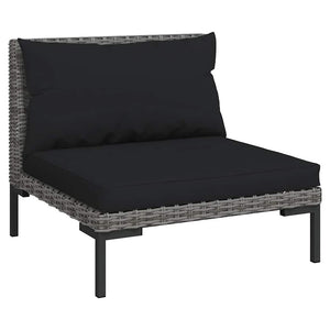 Gartensofas 3 Stk. mit Kissen Halbrundes Poly Rattan