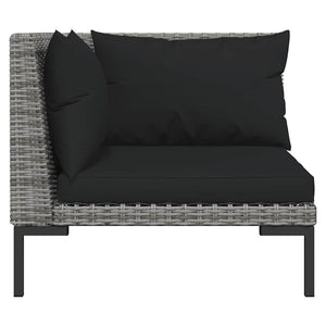 Gartensofas 2 Stk. mit Kissen Halbrundes Poly Rattan