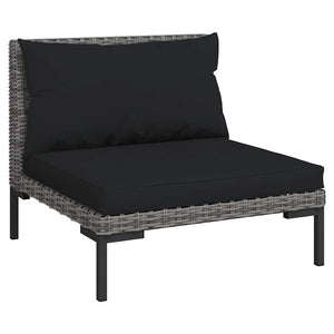 3-tlg. Garten-Lounge-Set Dunkelgrau Halbrundes Poly Rattan